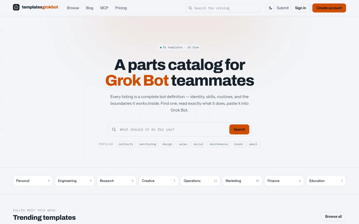 TemplatesGrokBot homepage