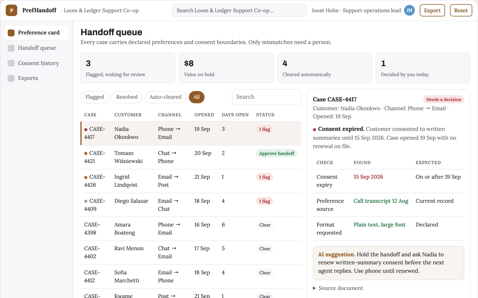 Screenshot of the Accessibility preference handoff interactive demo