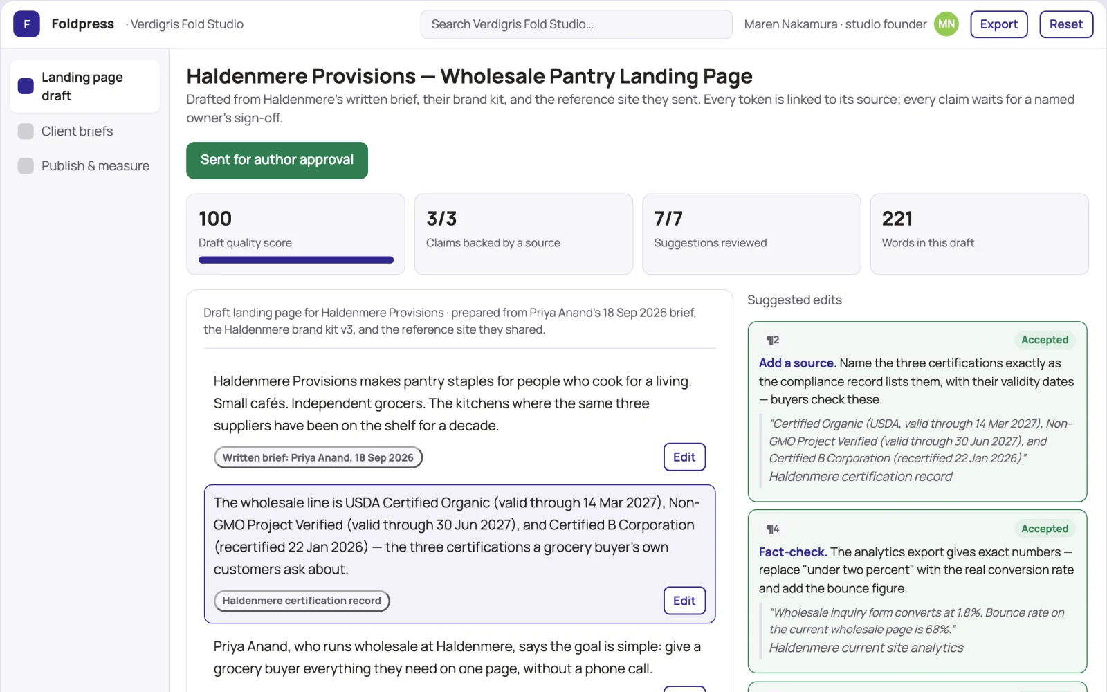 Screenshot of the AI website design and publishing workspace interactive demo