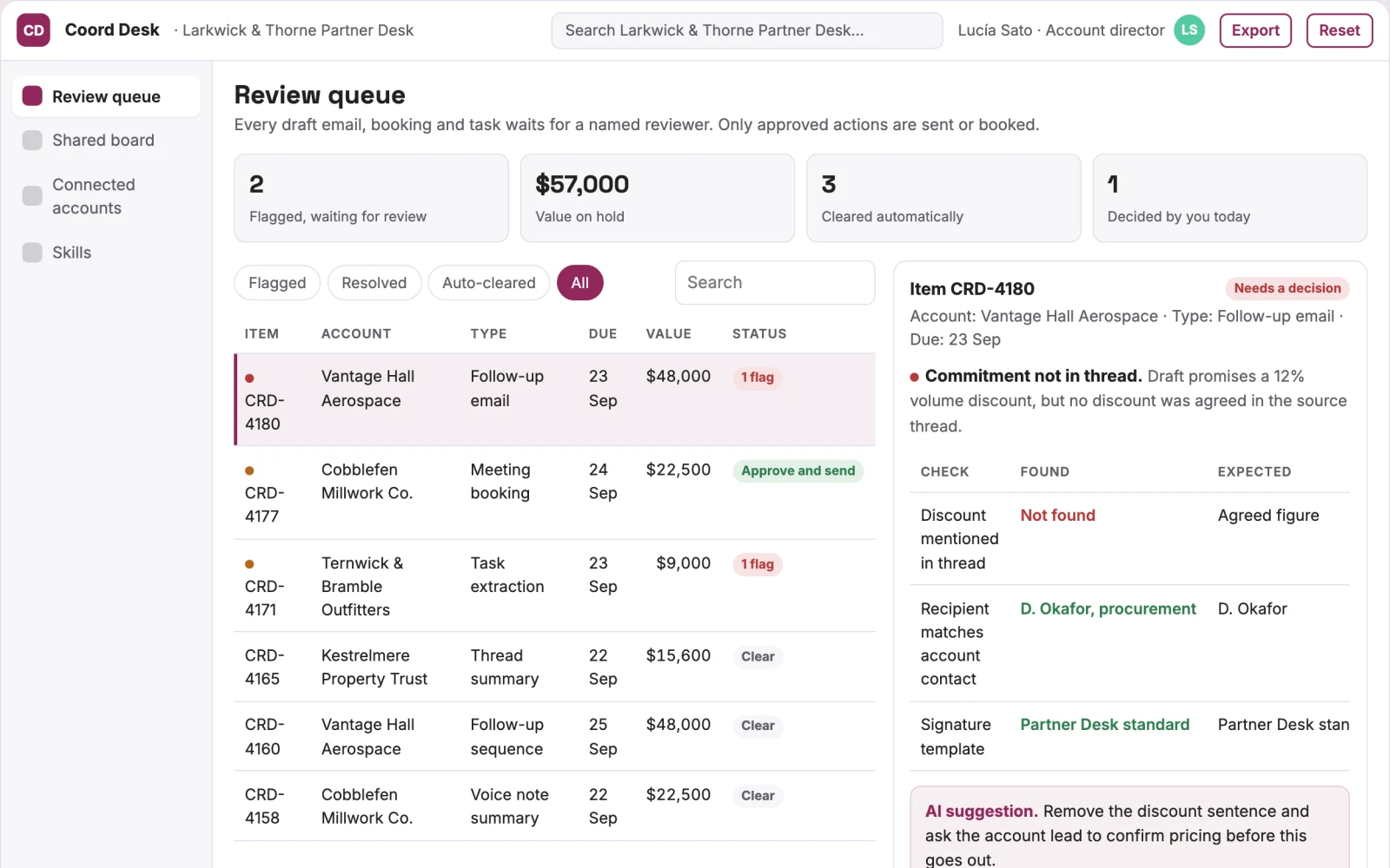 Screenshot of the Approved email and calendar coordination portal interactive demo