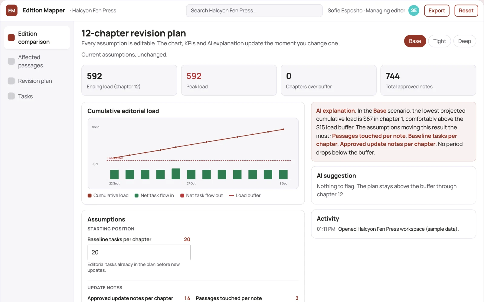 Screenshot of the Backlist edition update mapper interactive demo