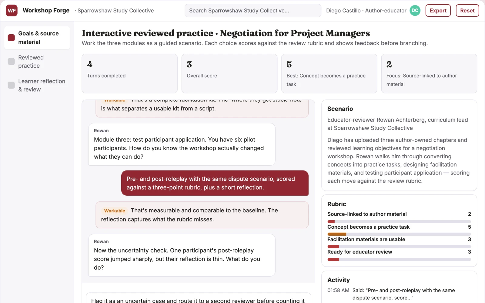Screenshot of the Book-to-workshop productization lab interactive demo