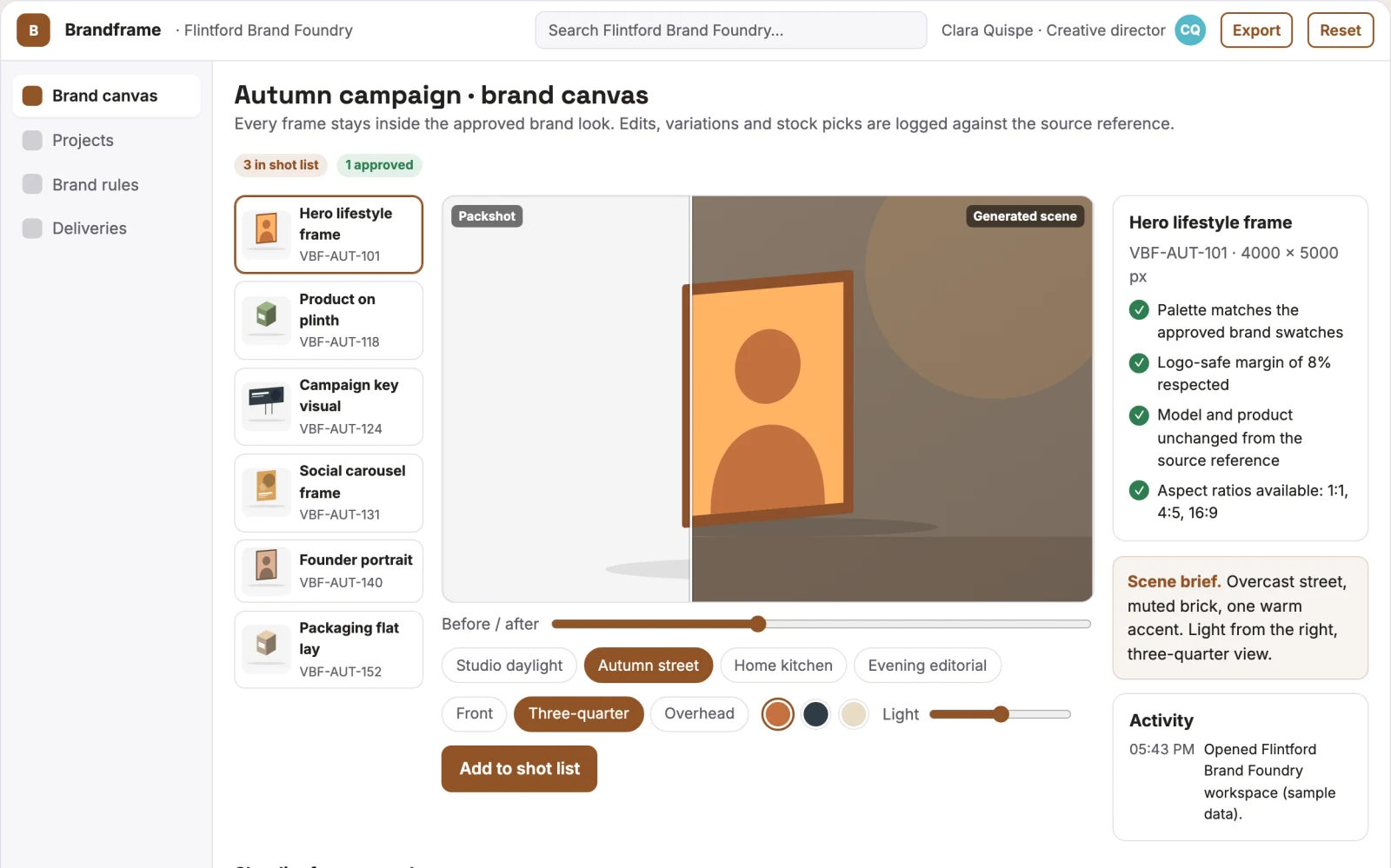 Screenshot of the Brand-consistent image production workbench interactive demo