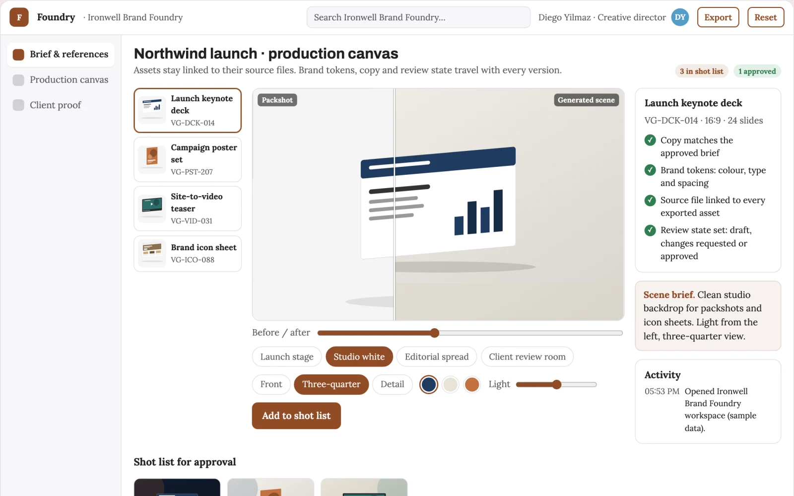 Screenshot of the Brand visual production and review platform interactive demo