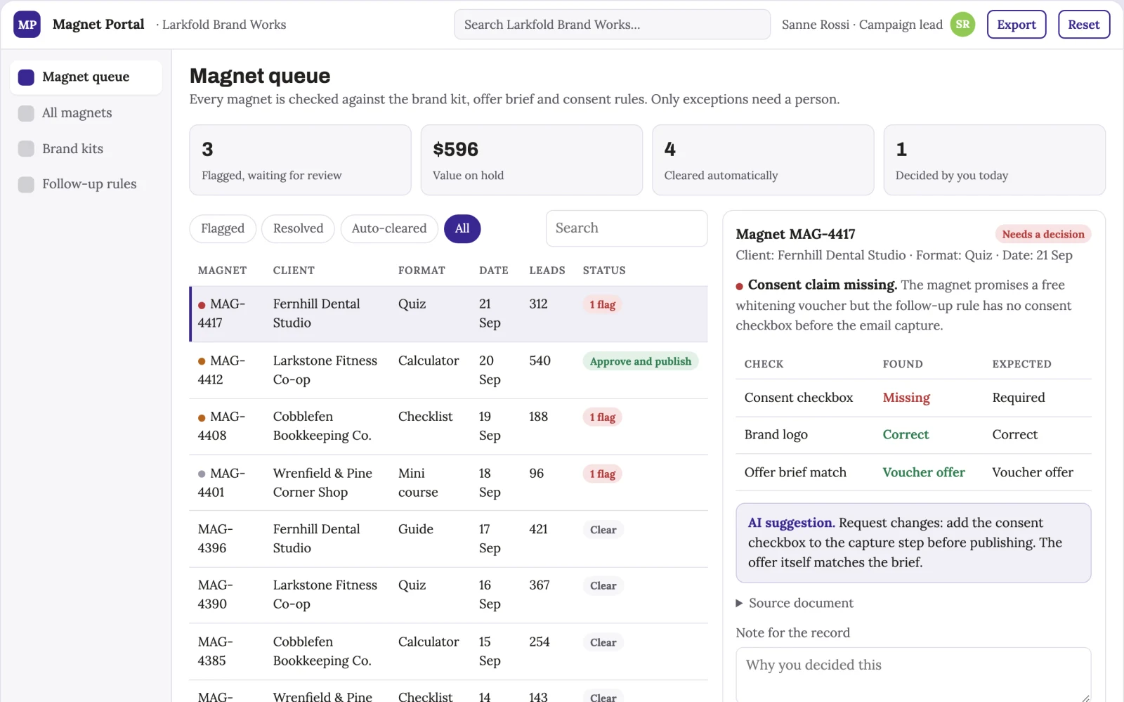 Screenshot of the Branded AI lead magnet portal interactive demo