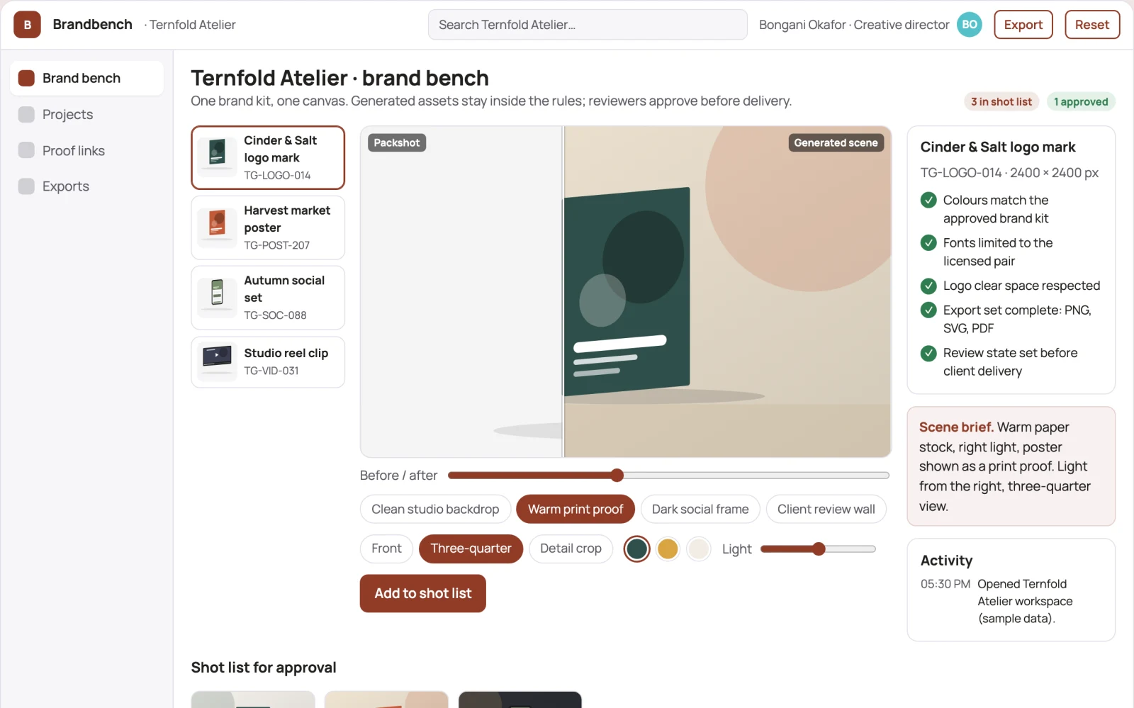 Screenshot of the Branded visual design generation workbench interactive demo