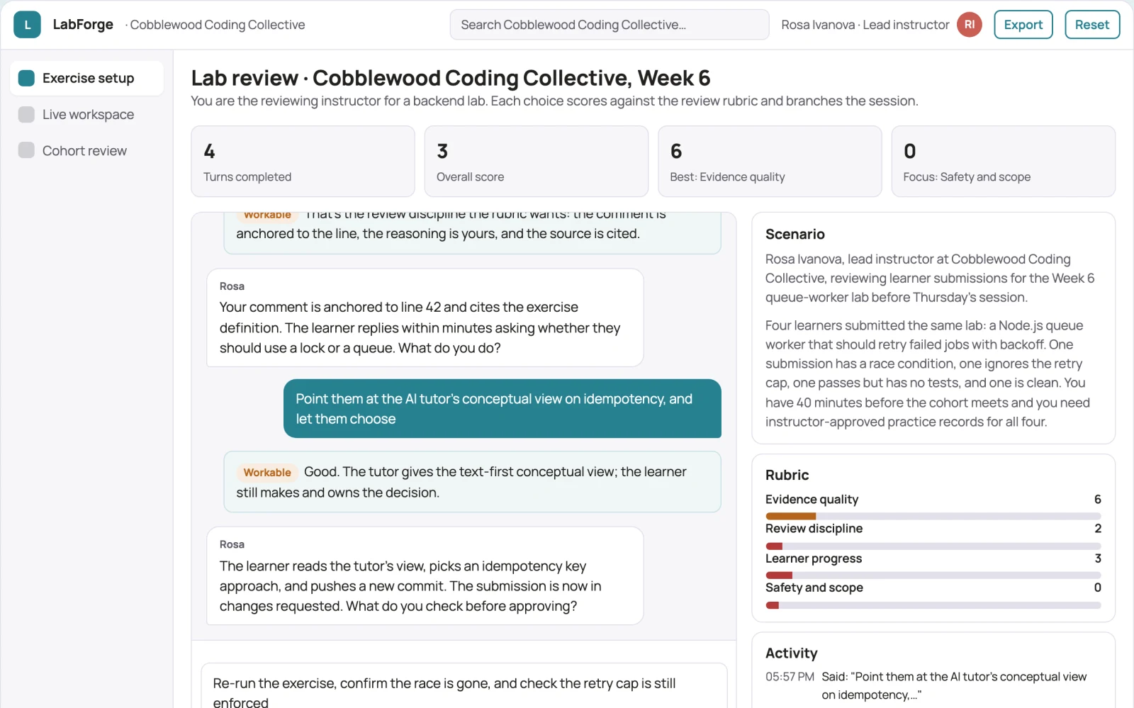 Screenshot of the Coding practice and lab workshop platform interactive demo