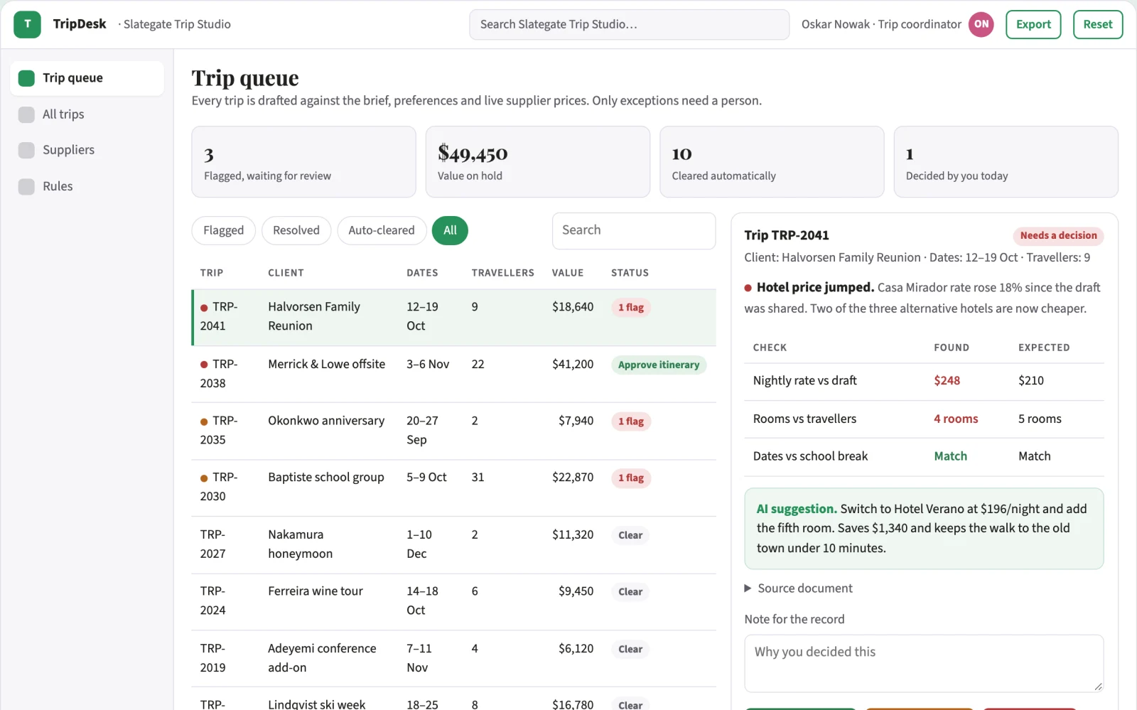 Screenshot of the Conversational trip planning and booking portal interactive demo
