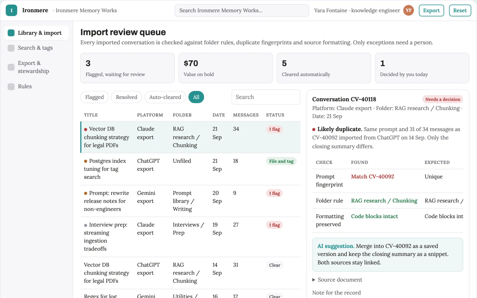 Screenshot of the Cross-platform AI conversation library and stewardship console interactive demo