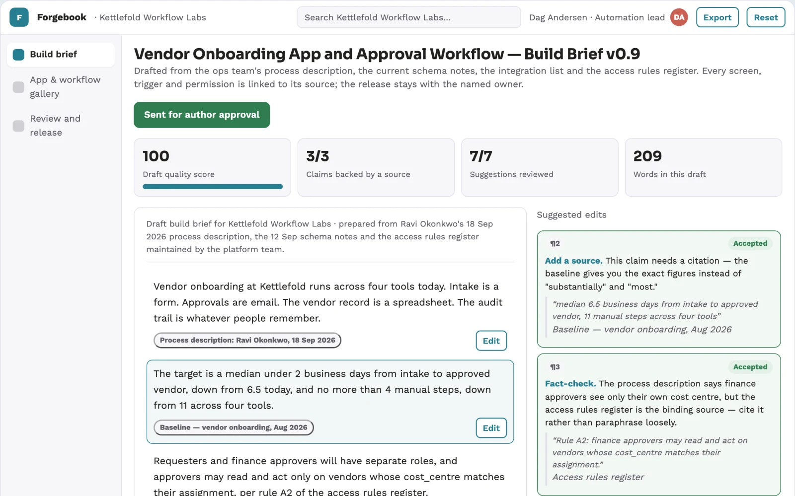 Screenshot of the Custom business app build and automation workspace interactive demo