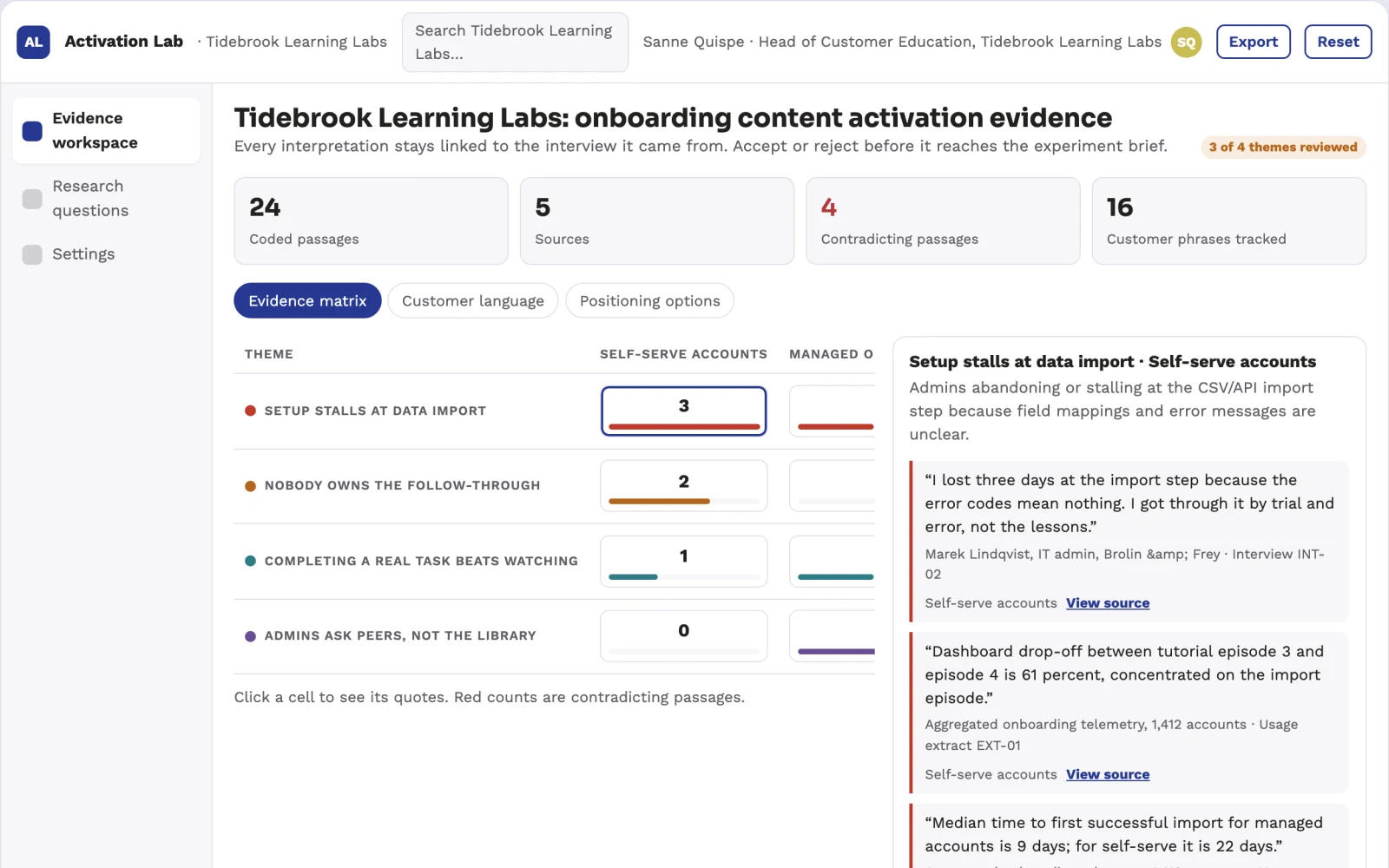 Screenshot of the Customer onboarding content revenue lab interactive demo