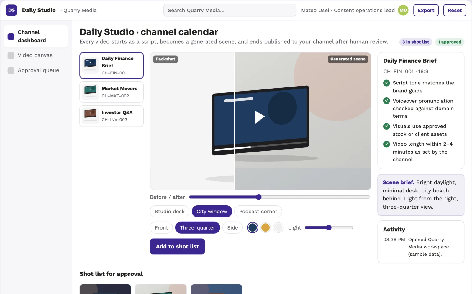 Demo screen of Daily Domain Video Studio