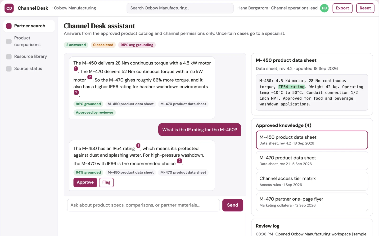 Screenshot of the Distributor sales portal interactive demo