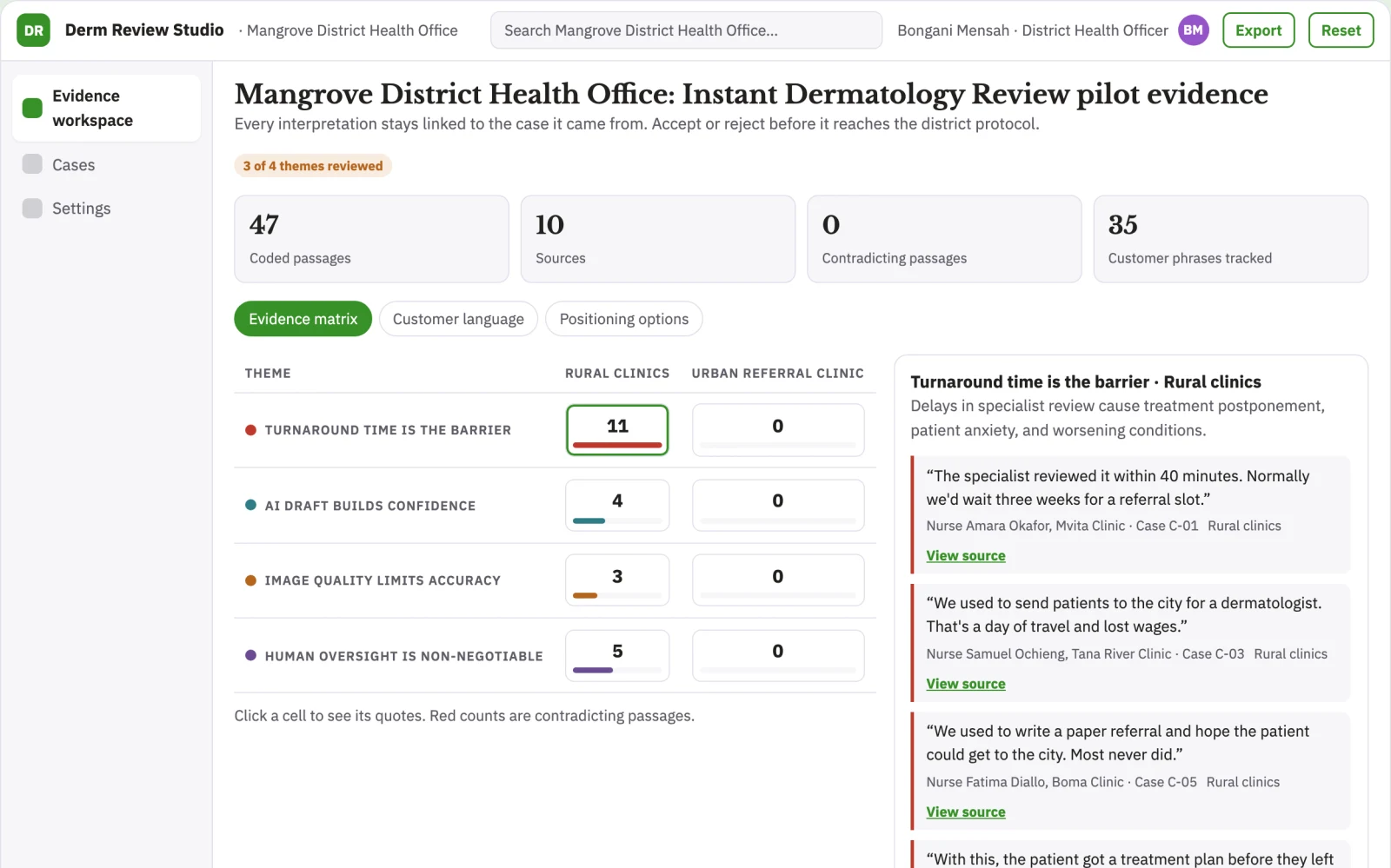 Demo screen of Instant Dermatology Review
