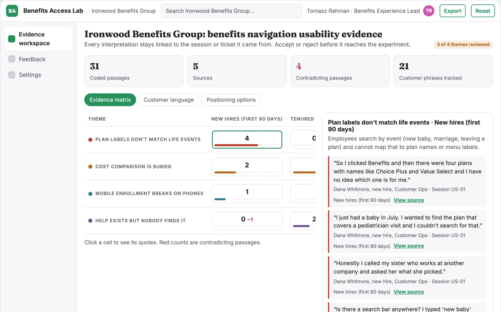 Screenshot of the Employee benefits usability experiment lab interactive demo