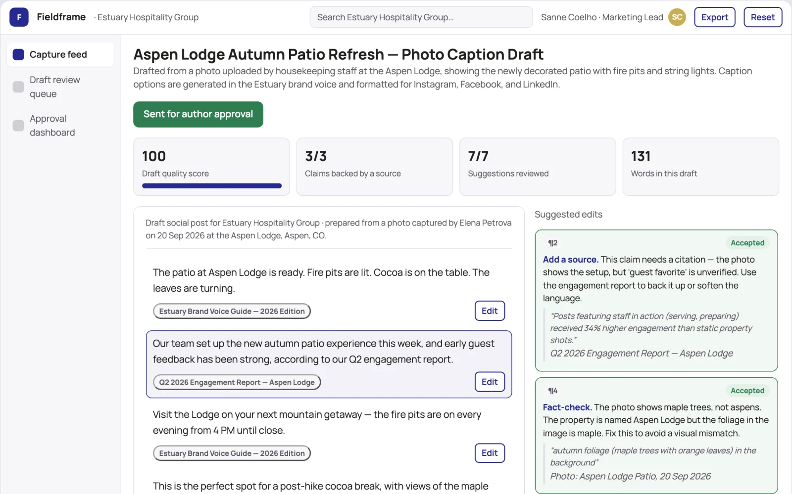 Demo screen of Field Content Capture Assistant