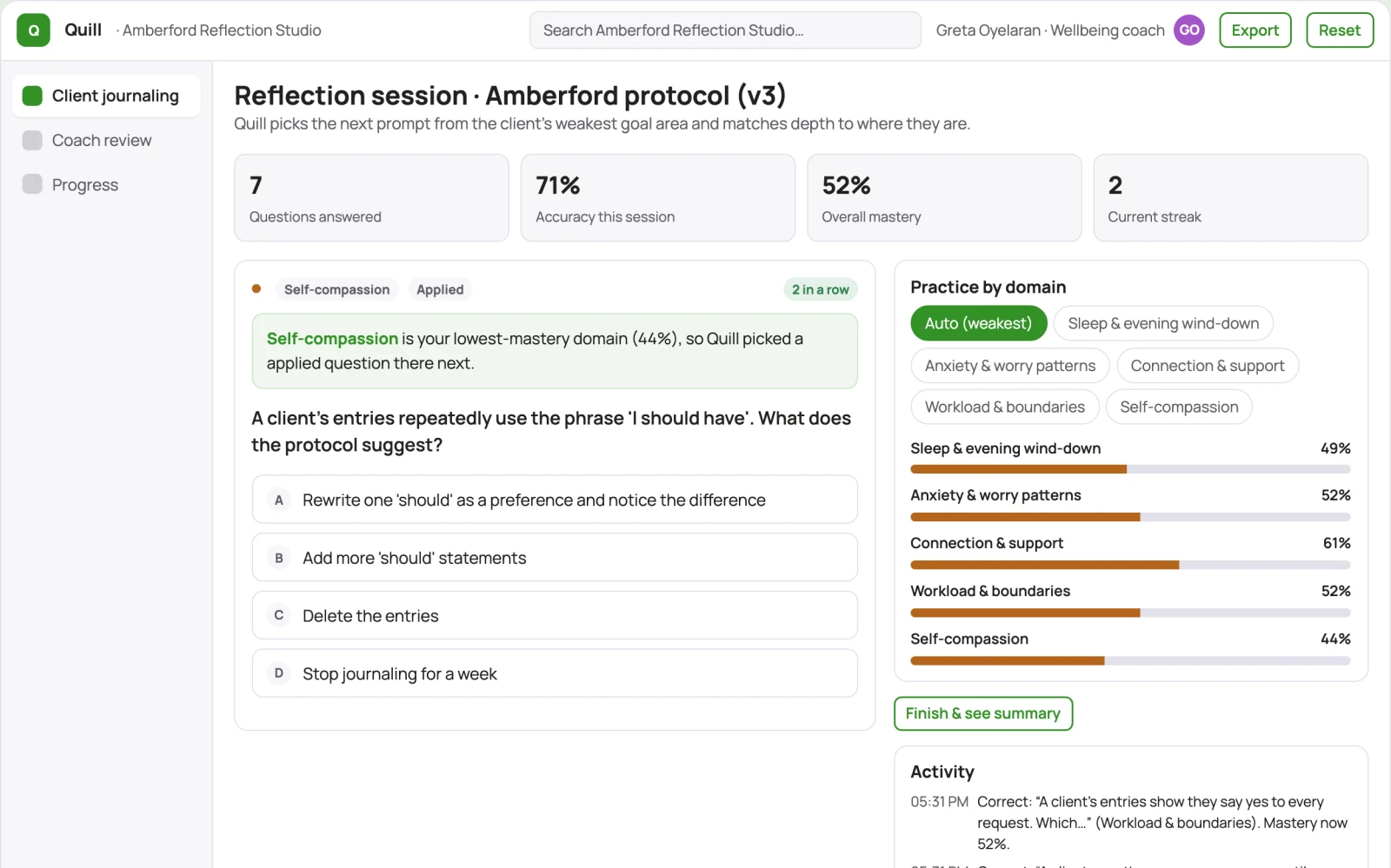 Screenshot of the Encrypted reflective journaling and emotional insight workbench interactive demo