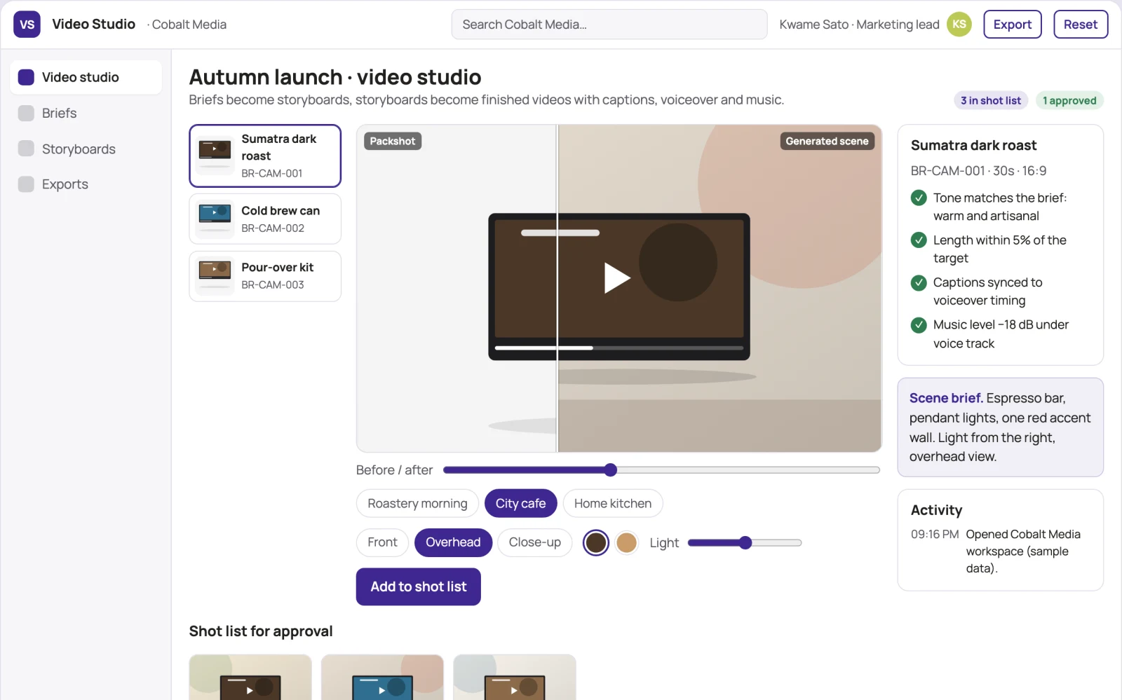 Demo screen of AI Video Creation Agent