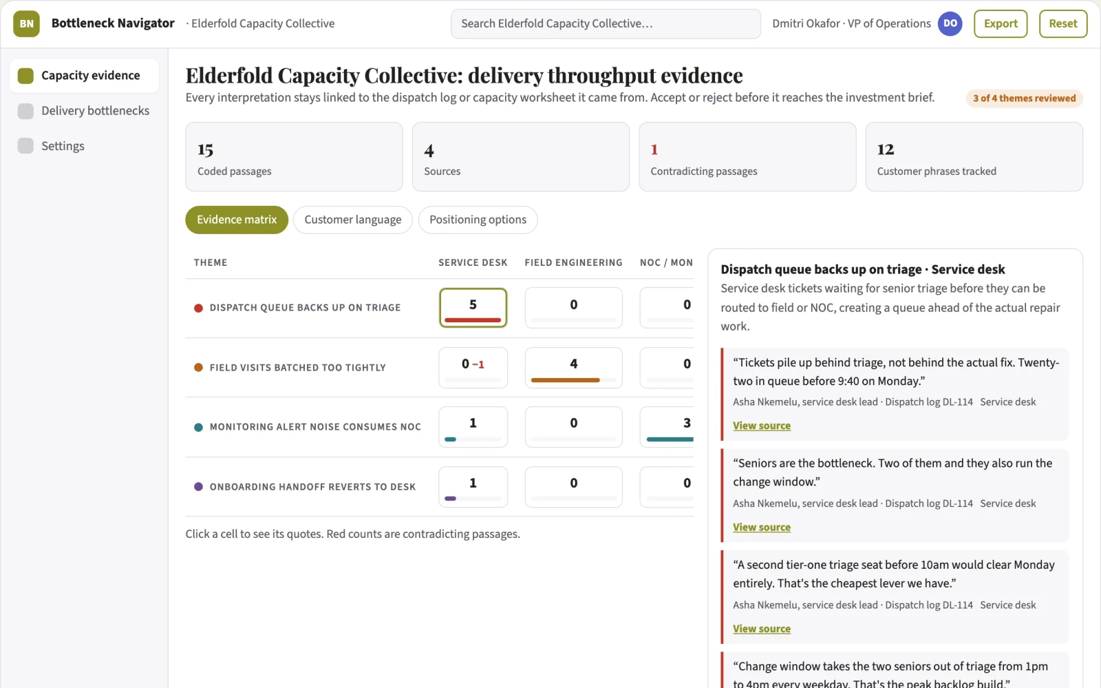 Screenshot of the Growth bottleneck investment navigator interactive demo