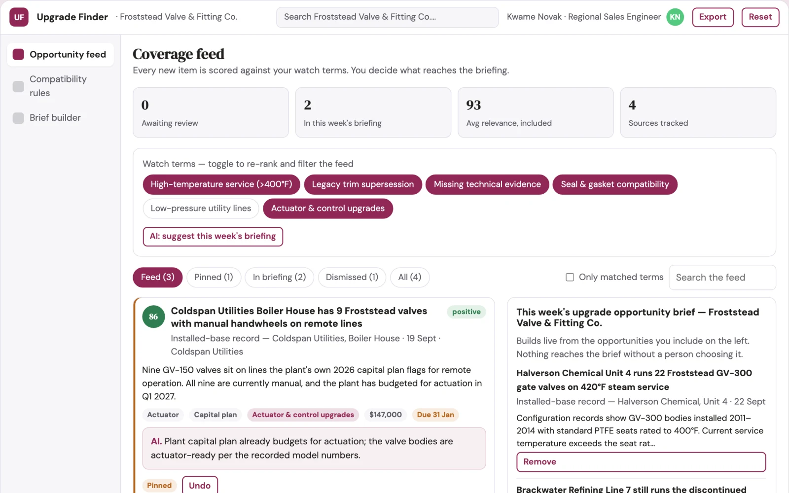 Screenshot of the Installed-base upgrade compatibility finder interactive demo