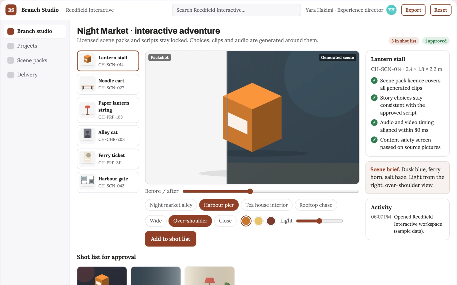 Screenshot of the Interactive branching audiovisual experience studio interactive demo