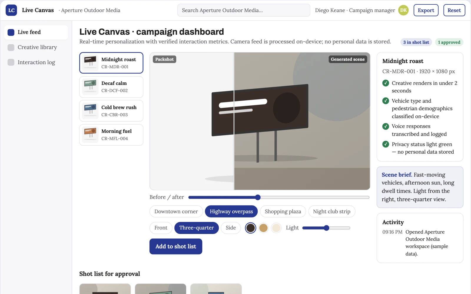 Demo screen of Contextual Street Signage
