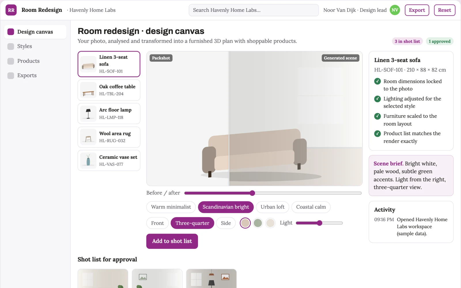 Demo screen of Room Redesign AI
