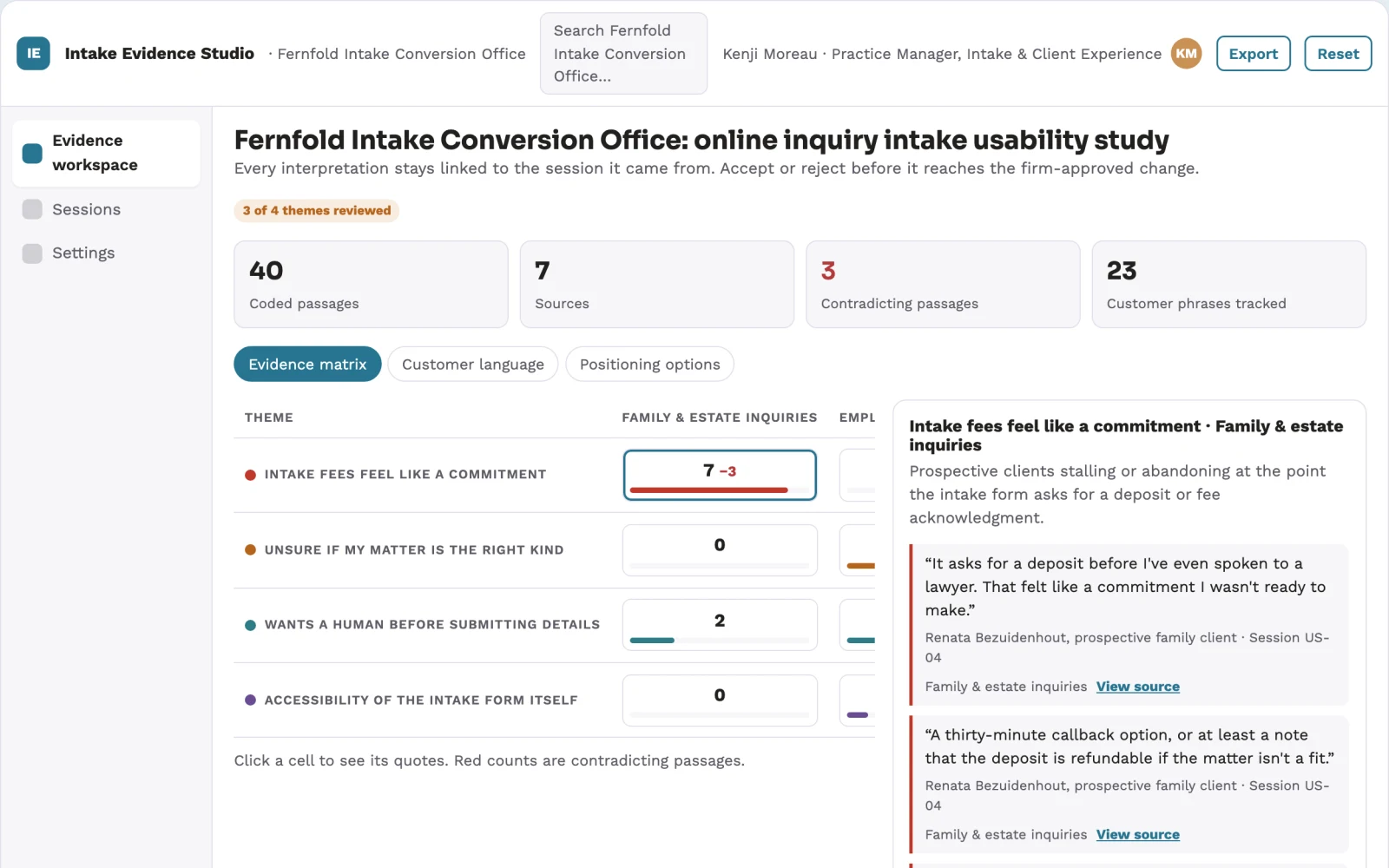 Screenshot of the Legal-service intake conversion experiment interactive demo