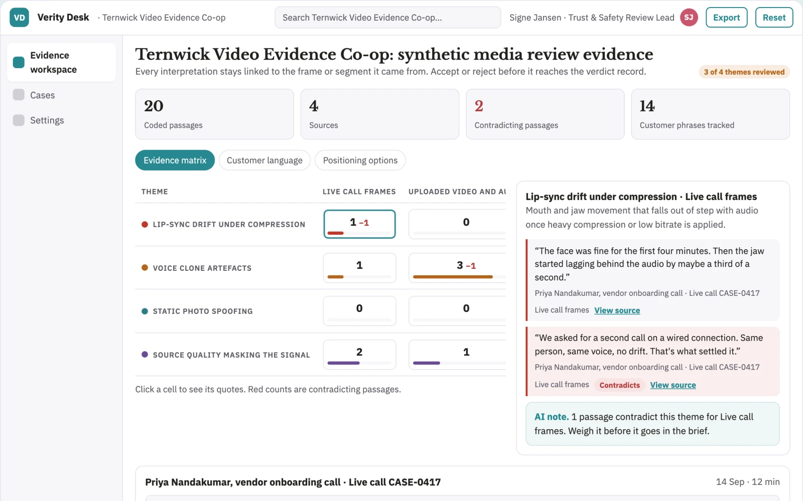 Screenshot of the Live and file media authenticity verification workspace interactive demo