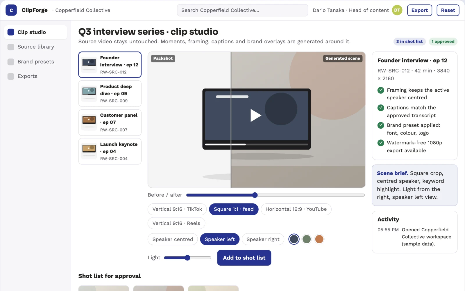 Screenshot of the Long-video short-clip production studio interactive demo