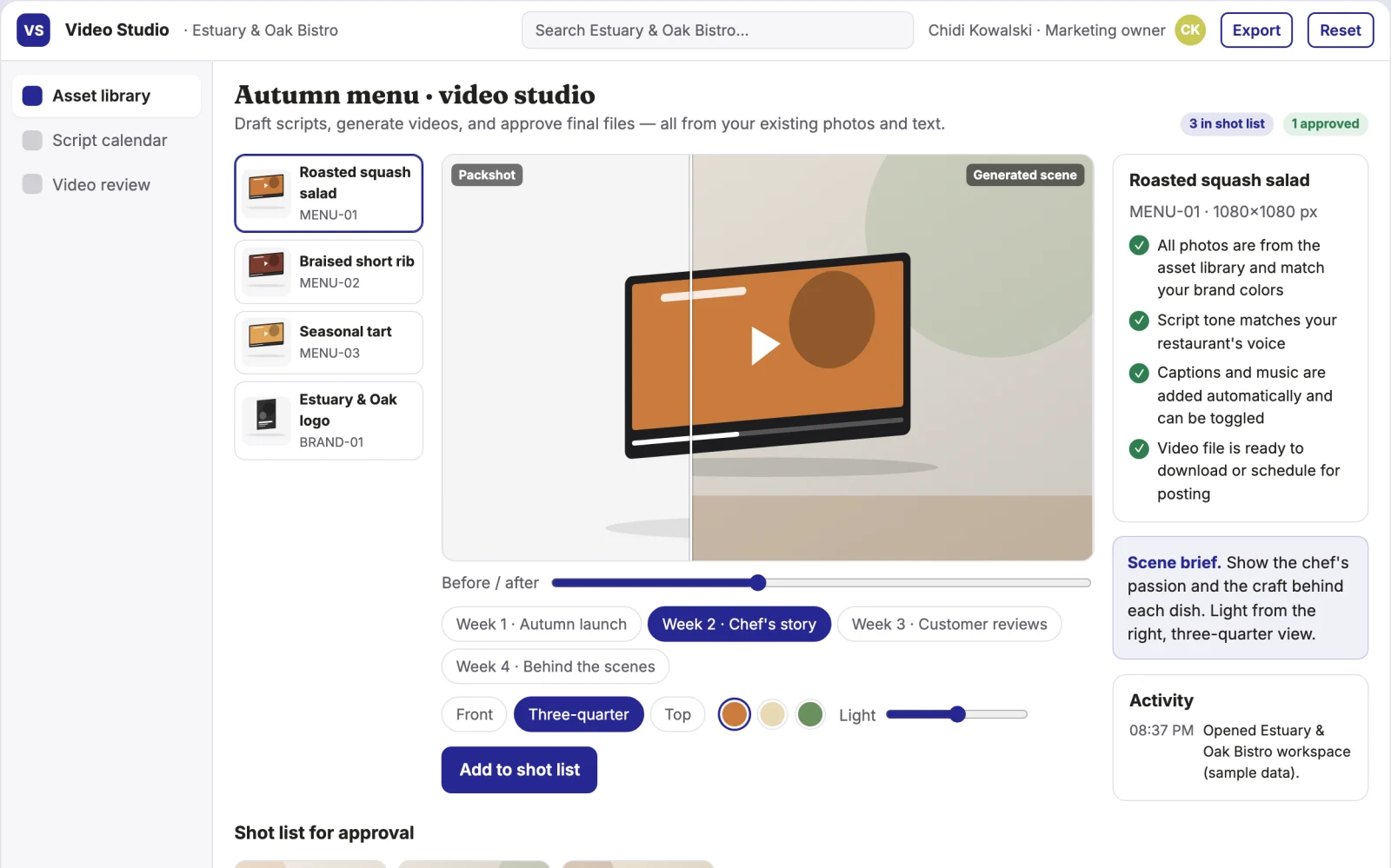 Demo screen of Social Video Studio