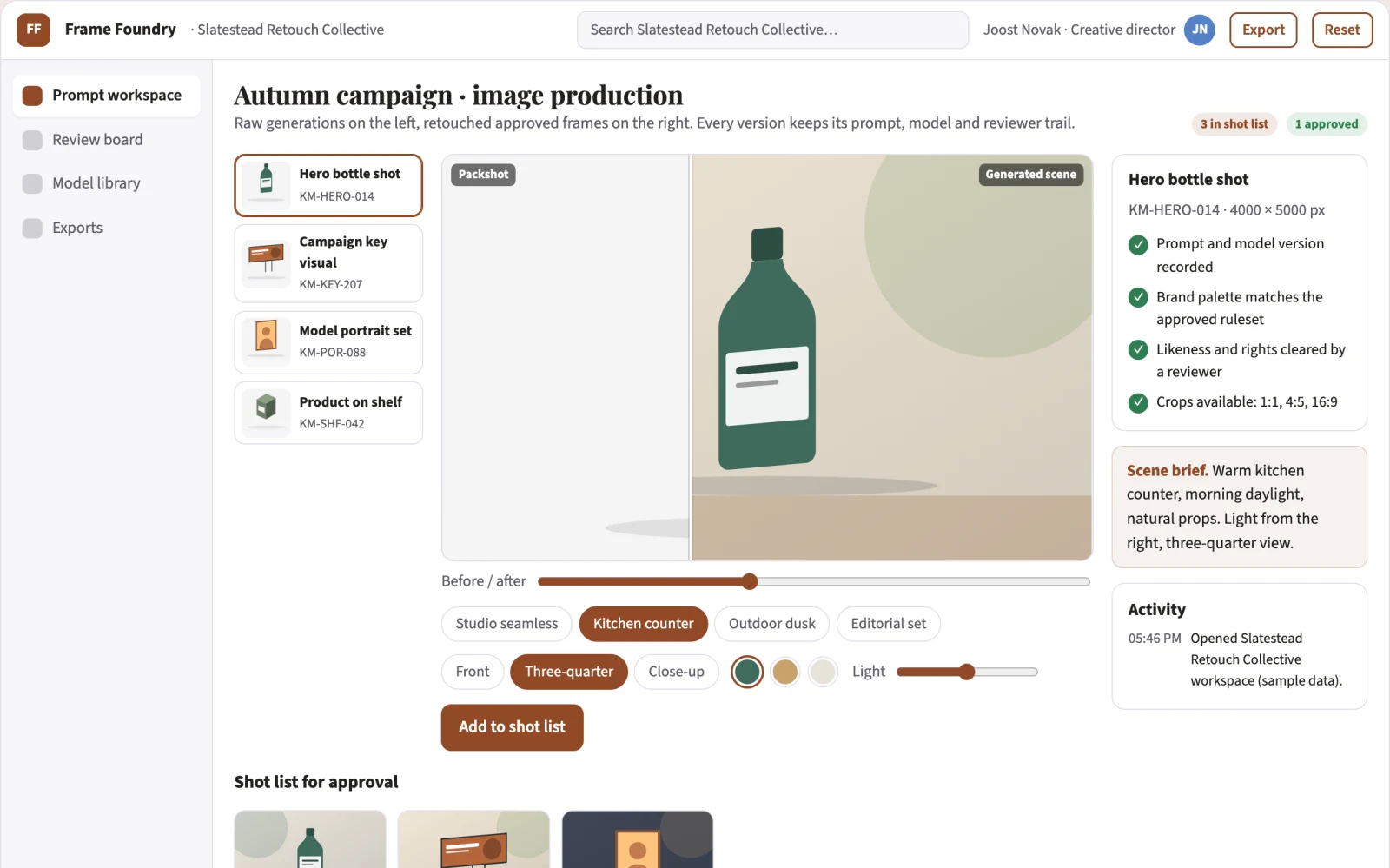 Screenshot of the Managed AI image production and review platform interactive demo