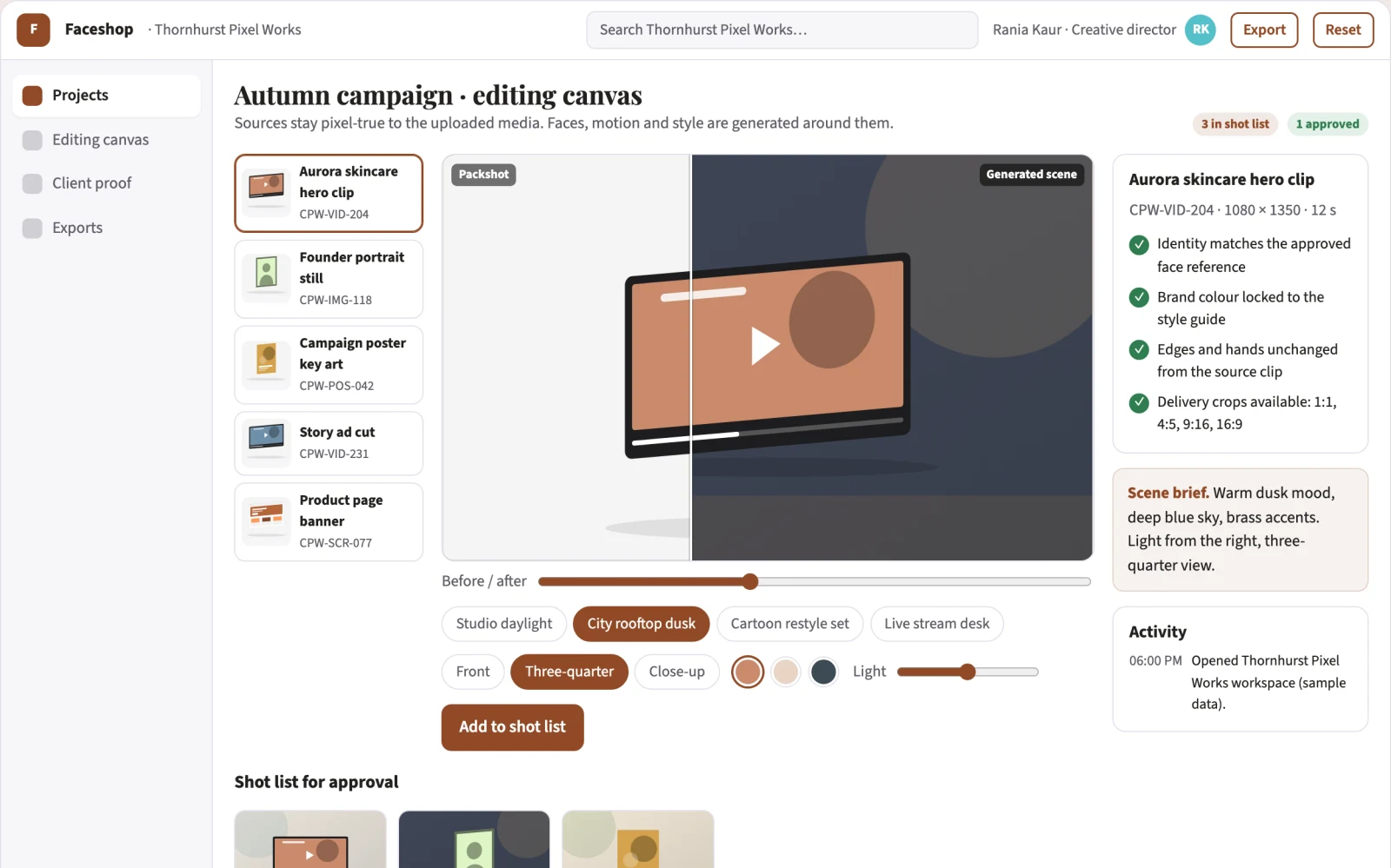 Screenshot of the Managed AI photo and video effects studio interactive demo