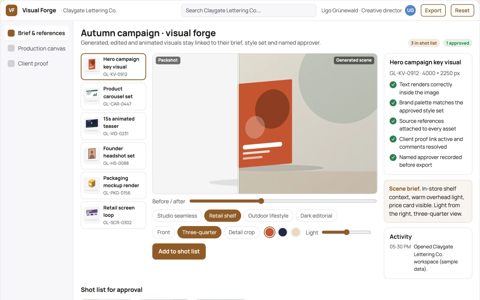 Screenshot of the Managed AI visual production and review platform interactive demo