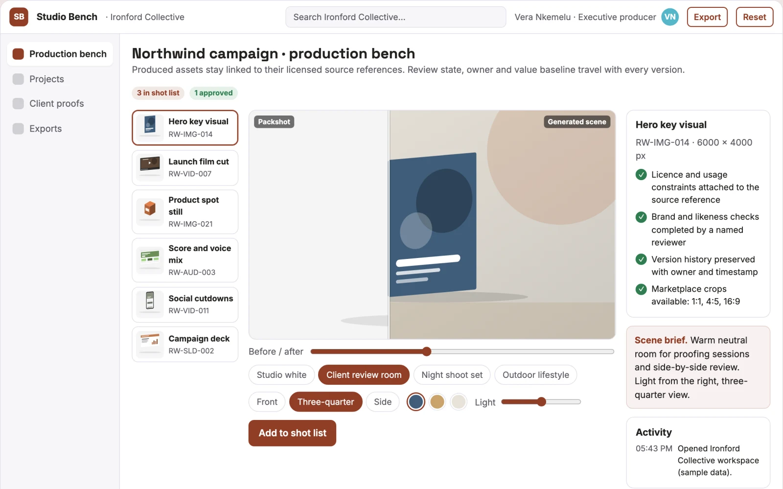 Screenshot of the Managed AI visual production workbench interactive demo