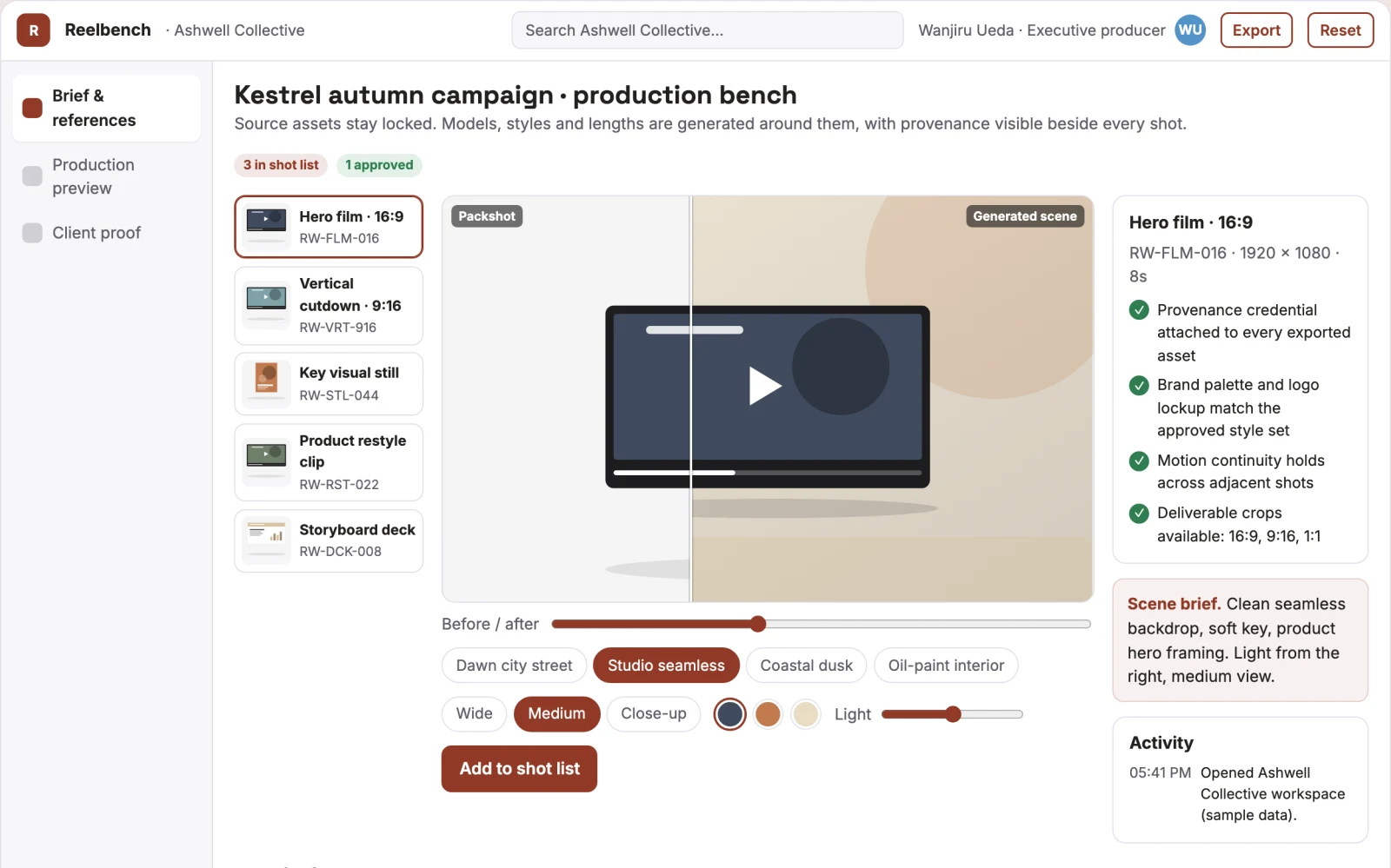 Screenshot of the Managed AI visual production workbench interactive demo