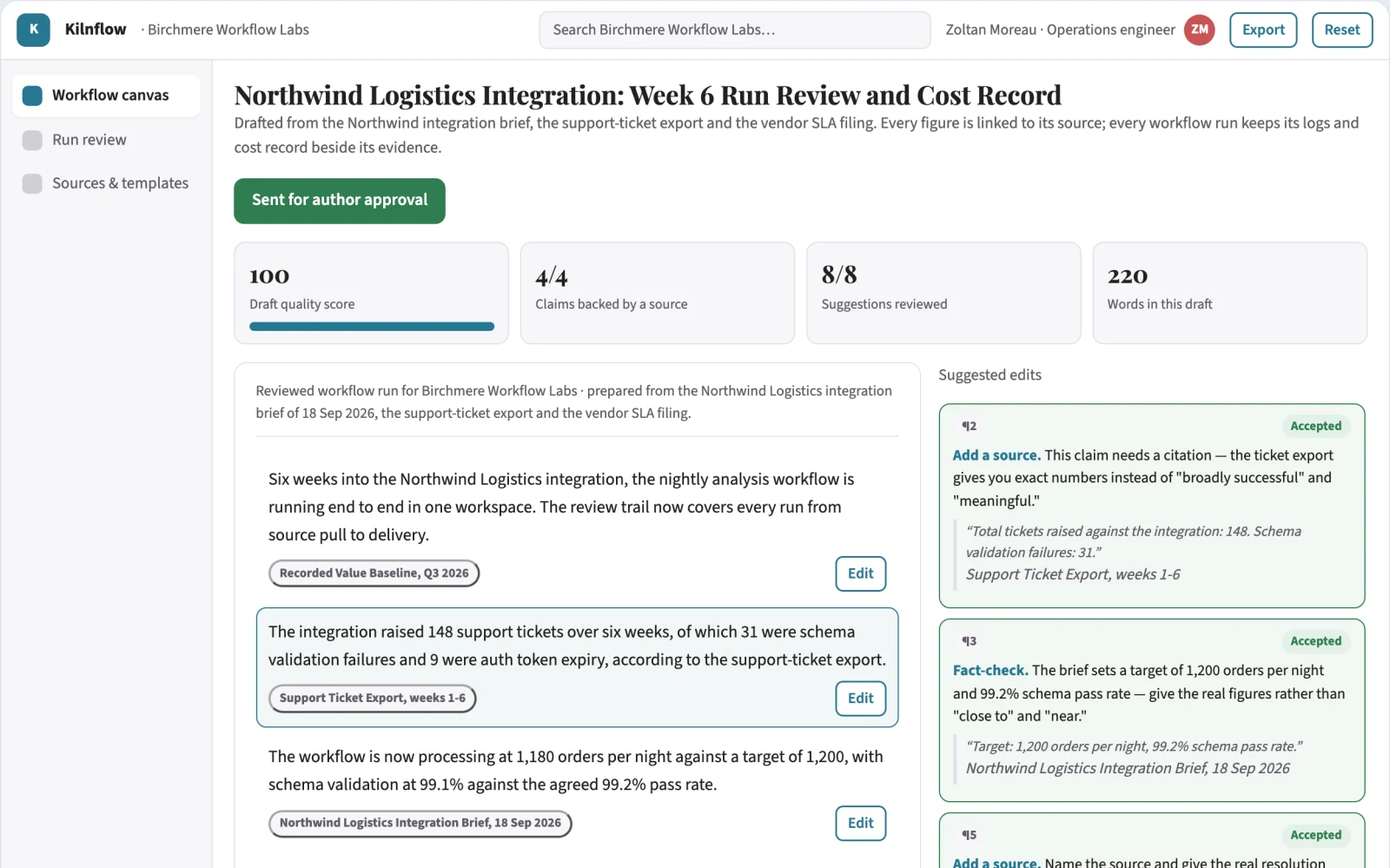 Screenshot of the Managed AI workflow delivery workspace interactive demo