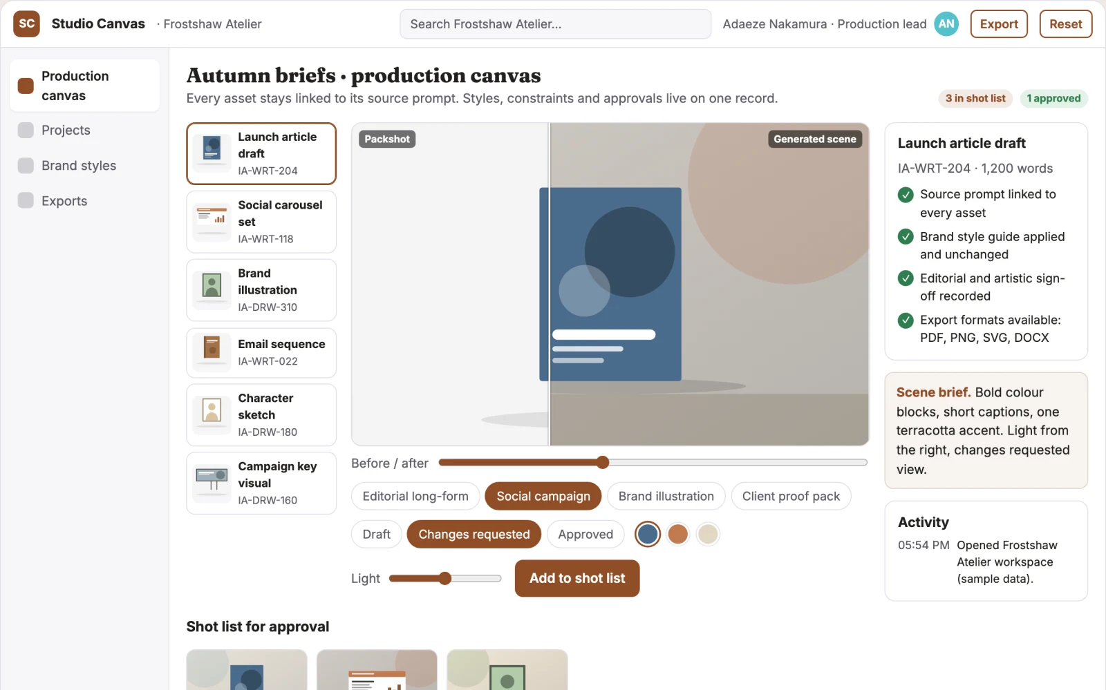 Screenshot of the Managed AI writing and drawing production platform interactive demo