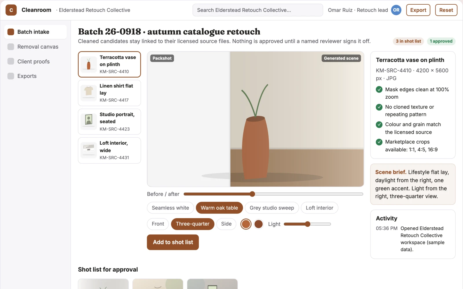 Screenshot of the Managed photo object removal and retouch studio interactive demo