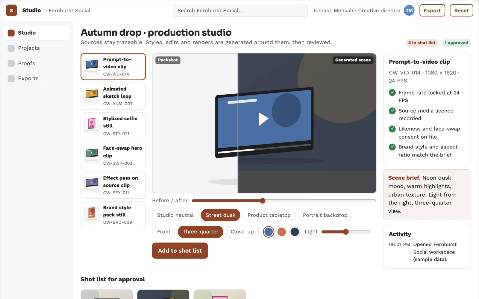 Screenshot of the Managed short-video and stylized image studio interactive demo