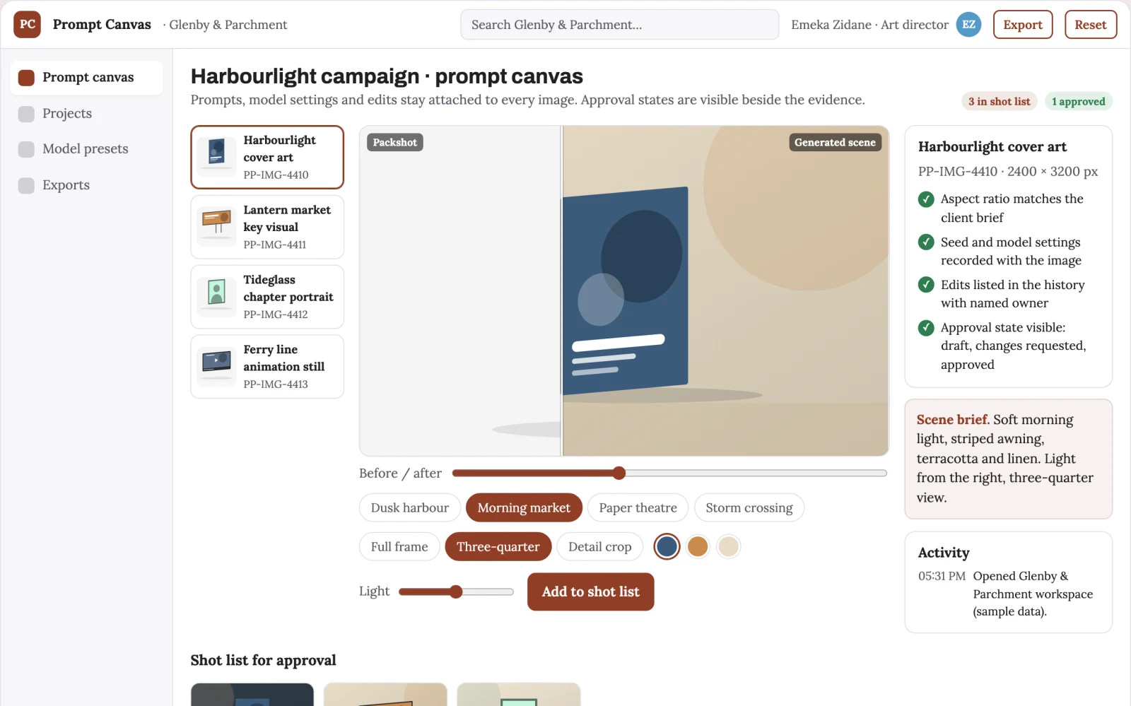 Screenshot of the Managed text-to-image production workbench interactive demo