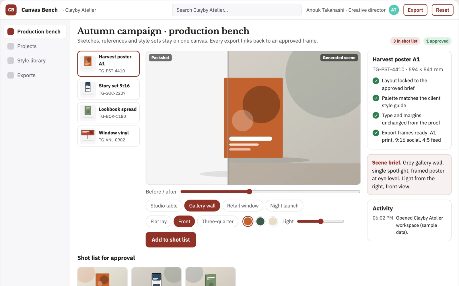 Screenshot of the Managed visual canvas production workbench interactive demo