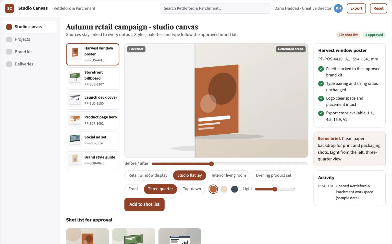 Screenshot of the Managed visual design and rendering studio interactive demo