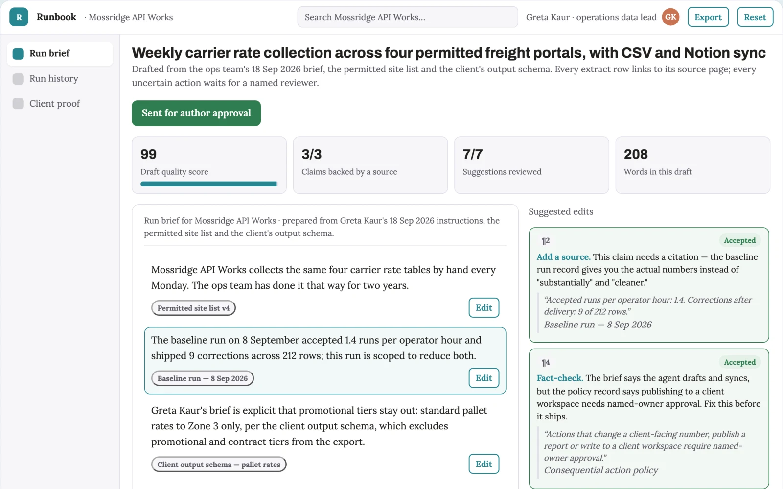 Screenshot of the Managed web task automation workspace interactive demo