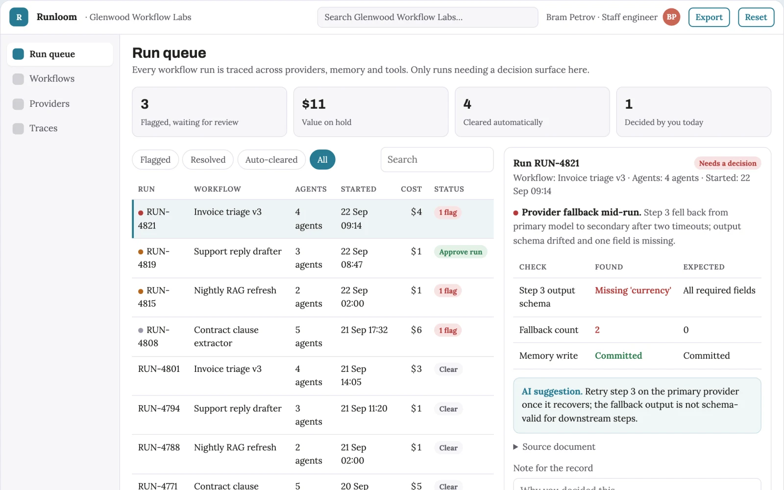 Screenshot of the Multi-agent workflow orchestration and observability portal interactive demo