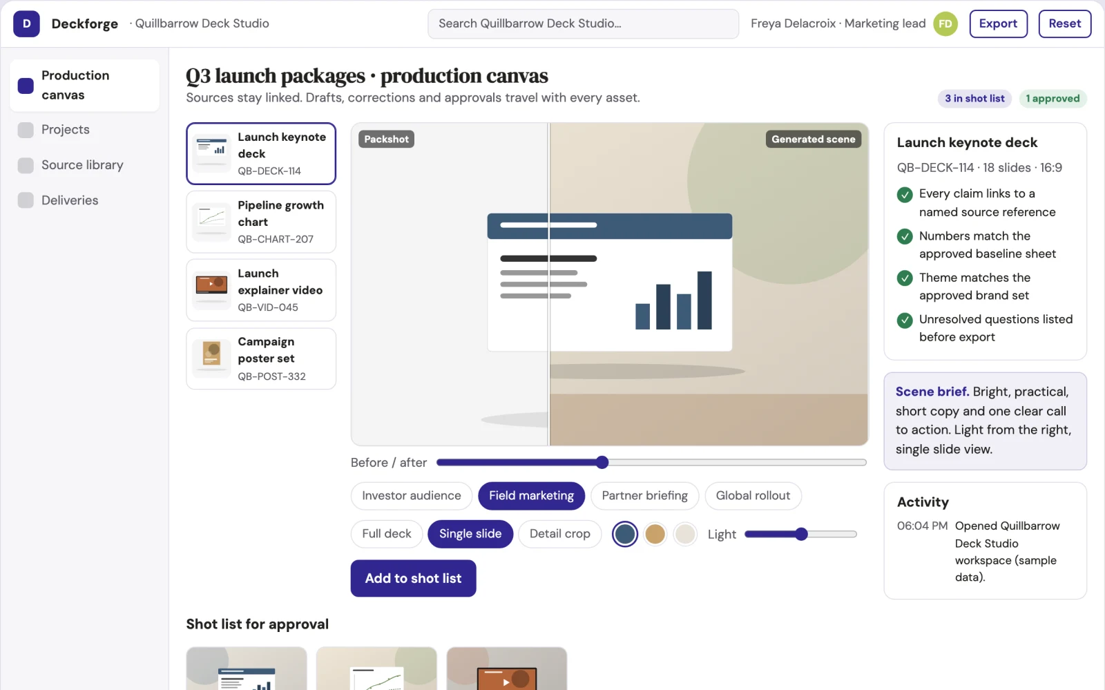Screenshot of the Multi-format content production and review workbench interactive demo