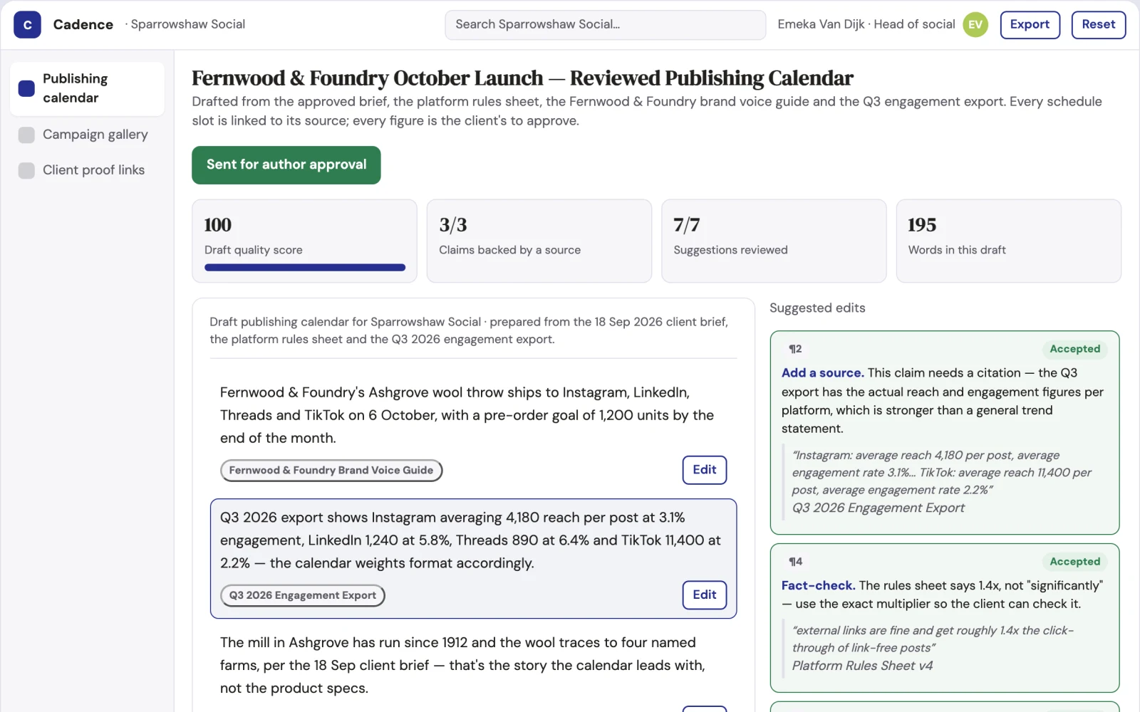 Screenshot of the Multi-platform social publishing and audience insight workbench interactive demo