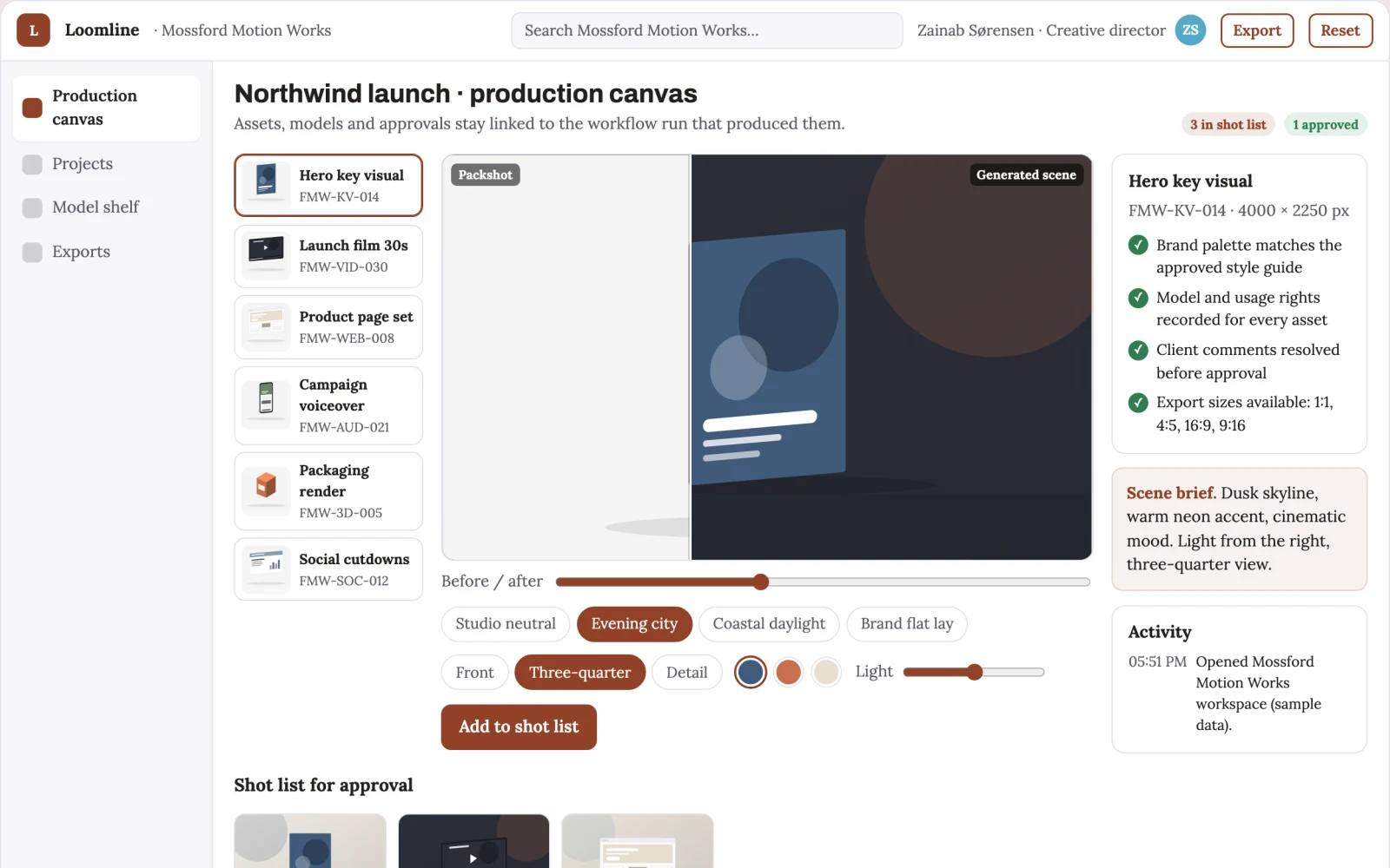 Screenshot of the Multimodal creative workflow production platform interactive demo