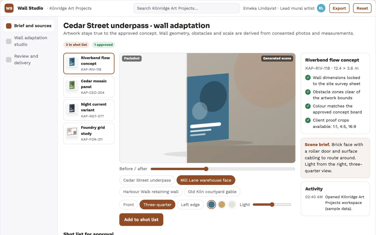 Screenshot of the Mural wall adaptation studio interactive demo