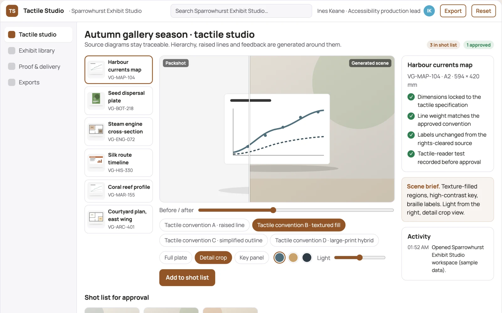 Screenshot of the Museum tactile diagram production studio interactive demo
